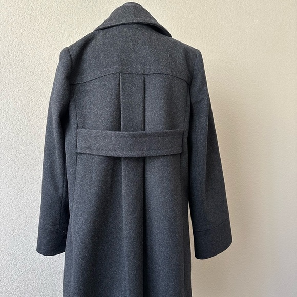 J Crew 100% Wool Double Breasted Fitted Carcoat Charcoal Warm Four Pockets Sz 8 - Picture 6 of 12